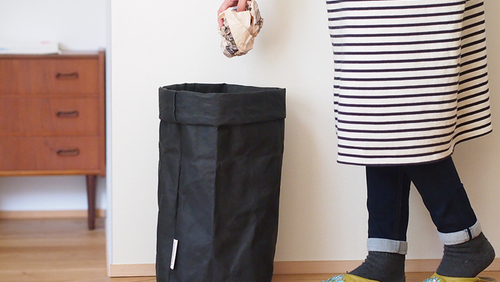 uashmama ペーパーバッグ　ブラック　GIGANTEサイズ あなたはどう使う？ちょこっと収納やインテリアに「UASHMAMA」の