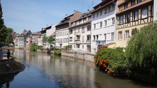風景画/街の風景「ストラスブール旧市街」フランス 油彩画F3 木製フレーム付き 風景画/街の風景「ストラスブール旧市街」フランス 油彩画F3