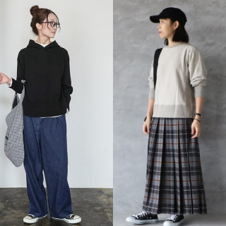 スカート派もパンツ派も！大人のスウェット＆パーカースタイル