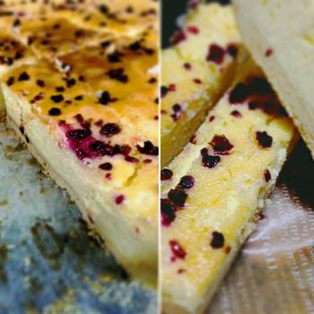 ベイクドチーズケーキに、フルーツソルトのフランボワーズを。コクのあるチーズケーキに爽やかさがプラスされて、新しいおいしさに進化しそうですね。