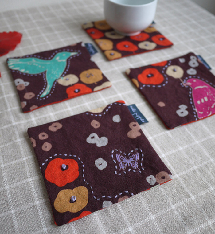 小鳥型コースター リバーシブル ハンドメイド｜ハンドメイド・手芸 
