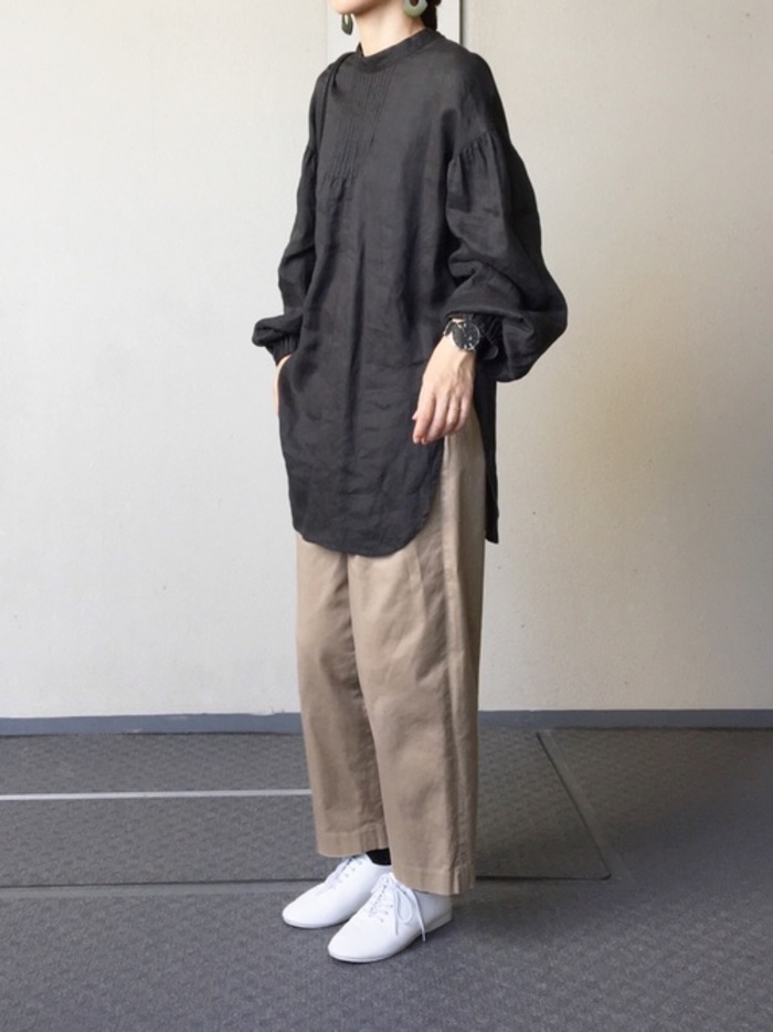 2点セット(黒トップスと茶パンツ) 楽天市場】上下2点セット ロングTシャツとデニムパンツセット