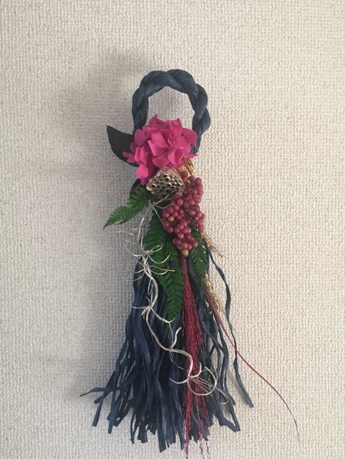 しめ縄(お正月過ぎてもスワッグとして…) ドライフラワー スワッグ