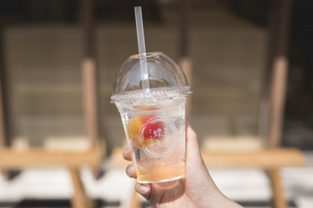 これからの季節楽しみたいのが冷たい梅ドリンク。中に浮かぶフローズン完熟南高梅が見た目にも可愛らしい。