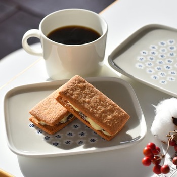 プレートはスクエアタイプとラウンドタイプの2種類。小ぶりのボウルもセットでそろえると可愛い。
食卓にすんなり溶け込み、どんな料理も引き立ててくれるグレーベージュは人気のカラーで、日本のためだけにこのラインナップで発売が決まったそう!可愛らしくも上品なコーディネートを楽しんでください。