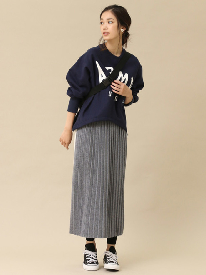 コーデ売り 冬服 ボーダー マフラー レトロコート プリーツスカート 阿部-画像分割-ver1-