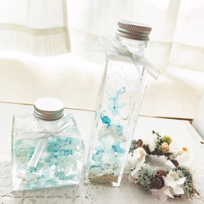 ◇ハーバリウム341 大人グリーンのネコbottle*.:。✿*゜