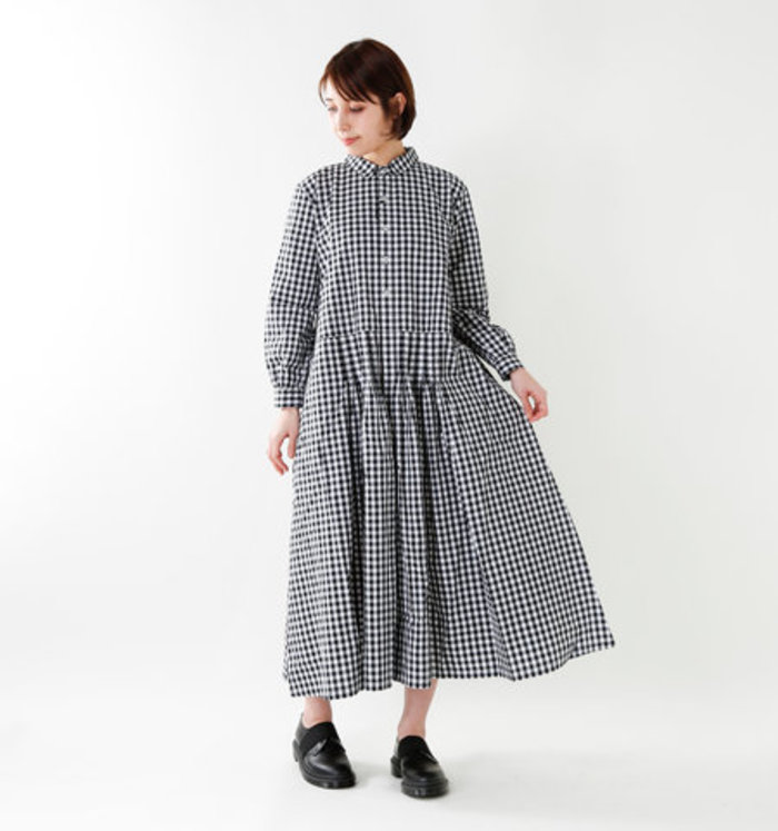 モノトーンチェックシャツワンピ 極美品✨アナイ モノトーンチェック