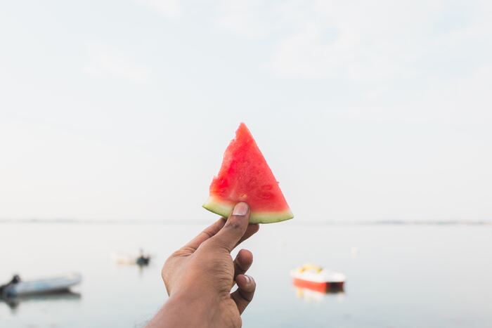 お子様も大好きなスイカは、カロリーが低く水分が豊富です。ほどよい甘みでぱくぱく食べられるので、夏バテ気味の方にもおすすめですよ。