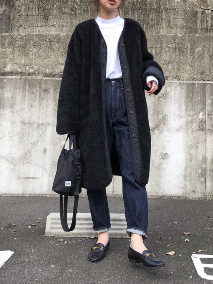 ネイビーボアコート 2025AW✨HAUNT ハウント ボアコートNAVY ネイビー 