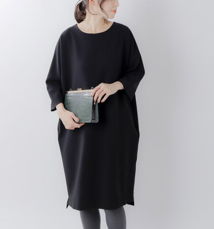 美品 TRAVAIL MANUEL ダブルクロス コクーン スリット ワンピース