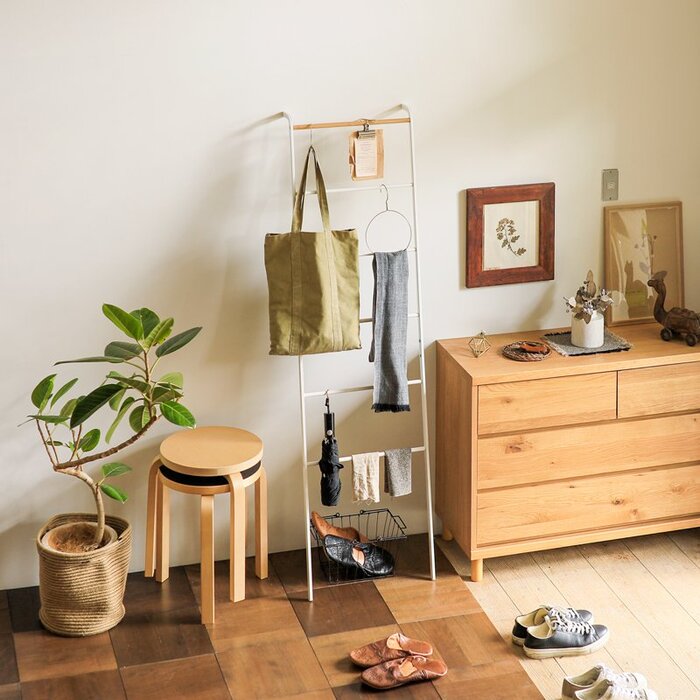 【ラダーラック】お部屋のおしゃれ演出に⁂ ホームテイスト ラダーラック 収納棚 幅80cm シャビーオーク