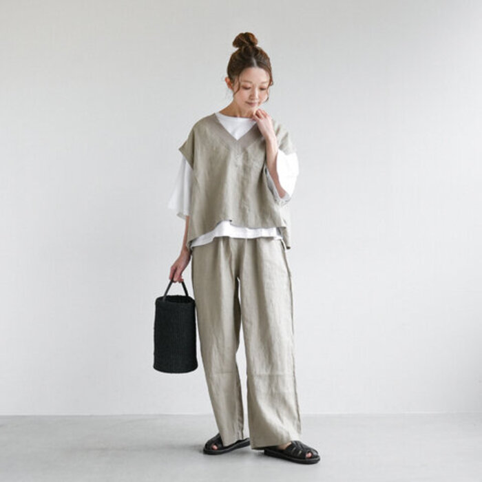 パンツ 「大人のカジュアルスタイルが決まるリネンイージーパンツ」 BLUE PORTRELAX LINEN EASY PANTSリラックス リネンイージーパンツ