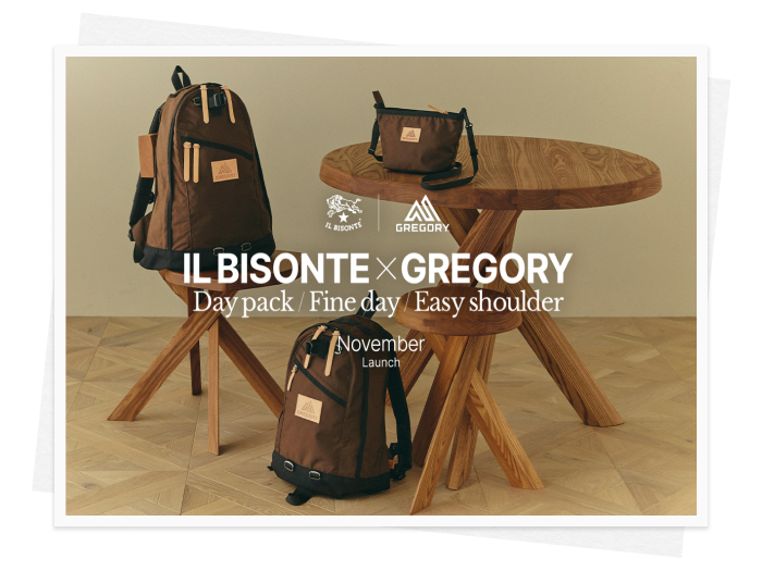 〈左〉Day Pack 35,200円、〈中央〉Fine Day 24,200円、〈右〉Easy Shoulder 9,350円／すべてIL BISONTE