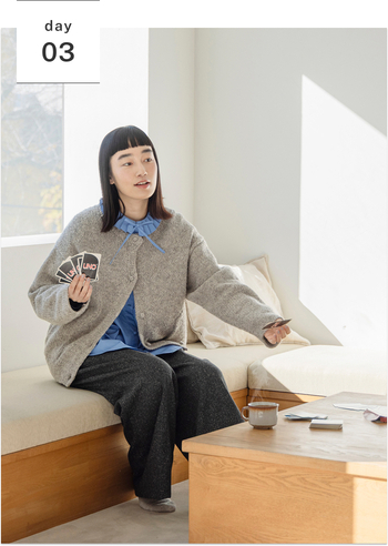 見た目のバランスも、寒さ対策も◎。重ね着で楽しむ冬の着回し -1-