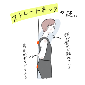 ストレートネックとは、首の骨（頸椎）が本来のカーブを失い、真っすぐになっている状態。頭が前に出やすくなります。