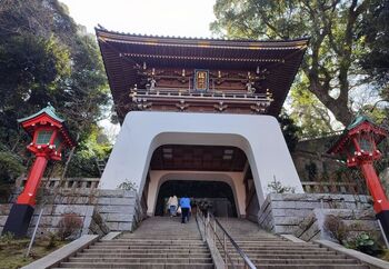 スパや灯台もありますが、江の島には写真の「江島神社」の他、「辺津宮」「奉安殿」「中津宮」「奥津宮」「八坂神社」「児玉神社」など多くのパワースポットが周囲4キロほどの島に、多く点在しています。