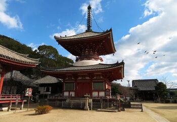 「浄土寺（じょうどじ）」は、616年に聖徳太子によって創建されたと伝えられています。境内一帯が国指定文化財に指定されていて、「本堂」「多宝塔」は国宝に、「山門」「阿弥陀堂」は国の重要文化財になっています。

