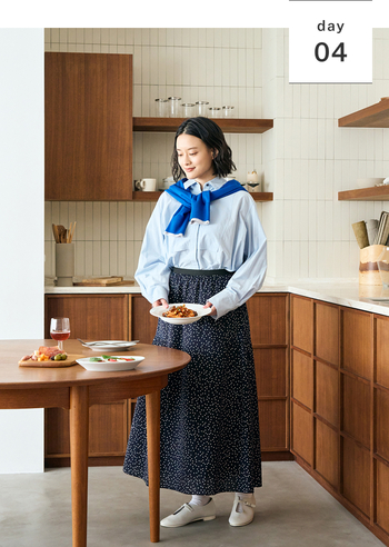 暑さが残るなかでも、上手に季節感を取り入れる！初秋の着回し-1-